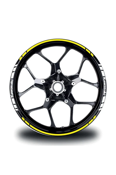 İndispensableyl Kawasakı Yazılı Kısa Yazısız Uzun Dış Şerit 16'lı Çift Renk Jant Sticker Modeli - Resim 3