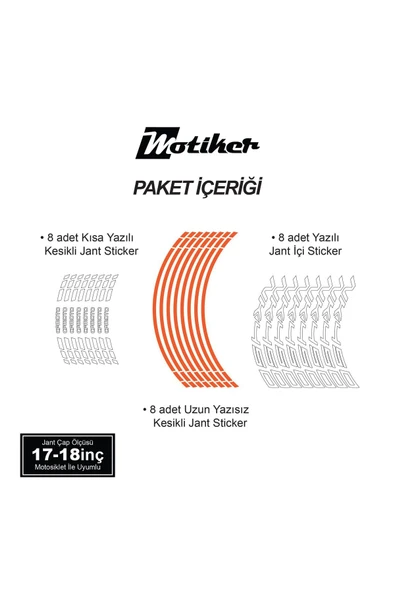 İndispensableyl Neon Turuncu CFMOTO 450NK Motosiklet Jant Sticker Etiket Modeli İç & Dış Takım - Resim 4