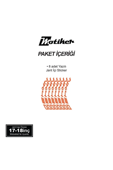 İndispensableyl Neon Turuncu CFMOTO 450NK Yazılı 8 Li Jant İçi Yazı Sticker - Resim 4