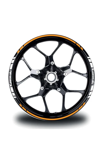 İndispensableyl Kawasakı Yazılı Kısa Yazısız Uzun Dış Şerit 16'lı Çift Renk Jant Sticker Modeli - Resim 2