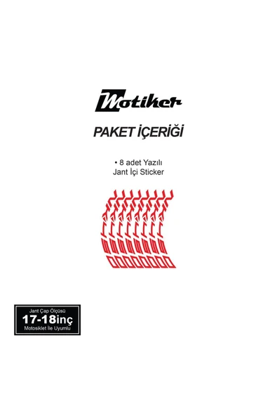 İndispensableyl Kırmızı CFMOTO 450NK Yazılı 8 Li Jant İçi Yazı Sticker - Resim 4