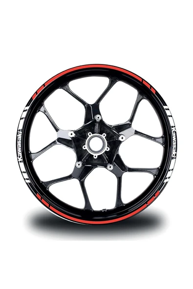 İndispensableyl Kawasakı Yazılı Kısa Yazısız Uzun Dış Şerit 16'lı Çift Renk Jant Sticker Modeli - Resim 6