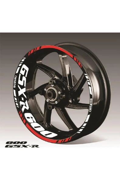 İndispensableyl Suzuki GSX-R 600 Kırmızı Beyaz Jant Sticker Etiket Modeli - Resim 2