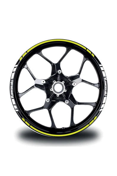 İndispensableyl Kawasakı Yazılı Kısa Yazısız Uzun Dış Şerit 16'lı Çift Renk Jant Sticker Modeli - Resim 5