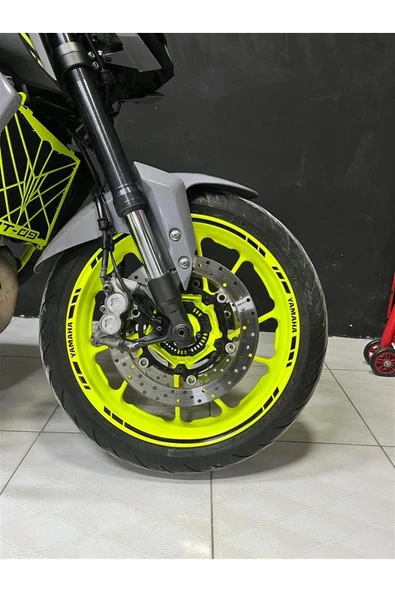 İndispensableyl Yamaha Yazılı Kısa Yazısız Uzun Dış Şerit 16'lı Çift Renk Jant Sticker Modeli - 1