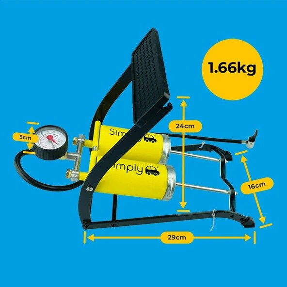 Simply Brands Basinç Göstergeli Çift Pistonlu Ayak Pompasi - Resim 7