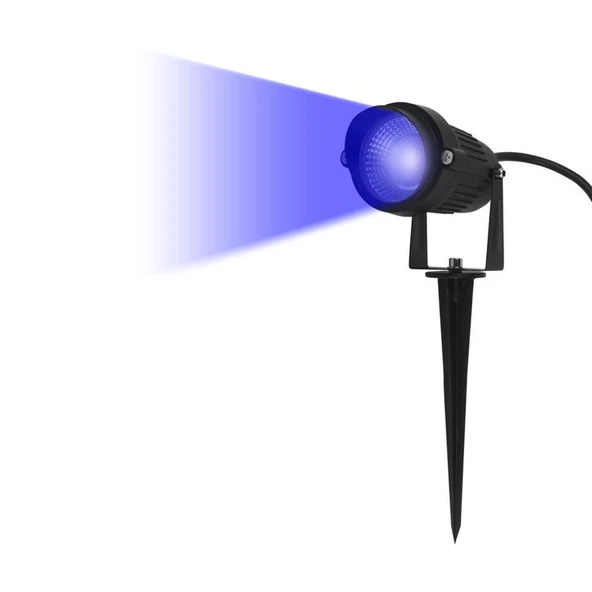Elektrikle Çalışır 10 Watt Mavi Işık Ampul Dahil Metal Gövde Fonksiyonlu Bahçe Duvar ve Çim Armatürü - Resim 2