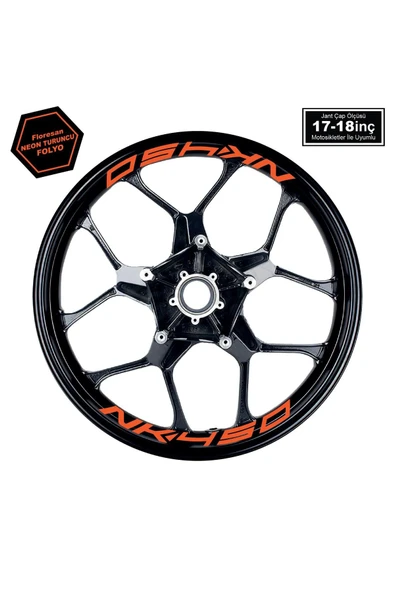 İndispensableyl Neon Turuncu CFMOTO 450NK Yazılı 8 Li Jant İçi Yazı Sticker ürün görseli