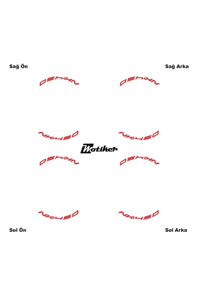 İndispensableyl Kırmızı CFMOTO 450NK Yazılı 8 Li Jant İçi Yazı Sticker - Resim 3