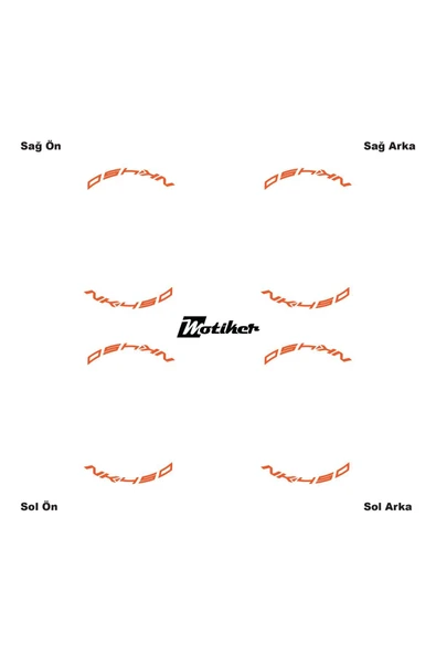 İndispensableyl Neon Turuncu CFMOTO 450NK Yazılı 8 Li Jant İçi Yazı Sticker - Resim 3