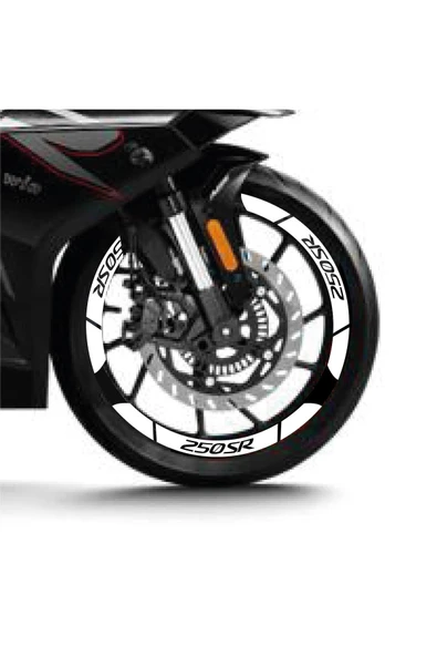 İndispensableyl Beyaz CF MOTO 250 SR Geniş Jant Sticker Etiket Modeli - Resim 2