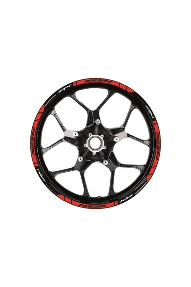 İndispensableyl Bajaj Pulsar NS200 Baskılı Jant Dışı Şerit Motosiklet Sticker Etiket Modeli Kırmızı - 1