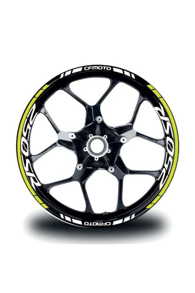 İndispensableyl CFMOTO 250SR Jant Sticker İç & Dış Takım Etiket Modeli Neon Sarı - Beyaz ürün görseli 1