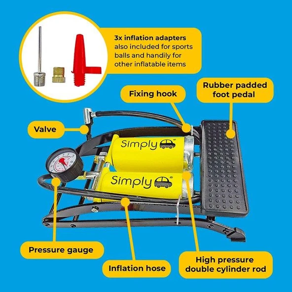Simply Brands Basinç Göstergeli Çift Pistonlu Ayak Pompasi - Resim 4