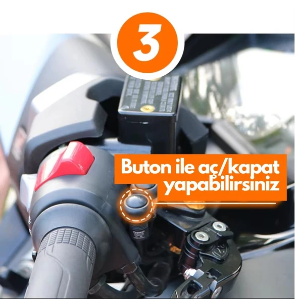Knmaster Forza Otomatik Katlanır Motosiklet Aynası - Resim 4