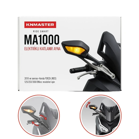 Knmaster Forza Otomatik Katlanır Motosiklet Aynası ürün görseli