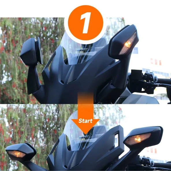 Knmaster Forza Otomatik Katlanır Motosiklet Aynası - 2