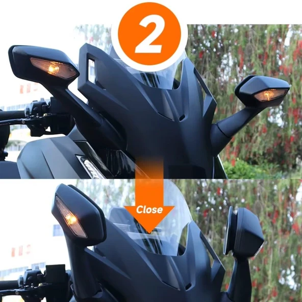 Knmaster Forza Otomatik Katlanır Motosiklet Aynası - Resim 3