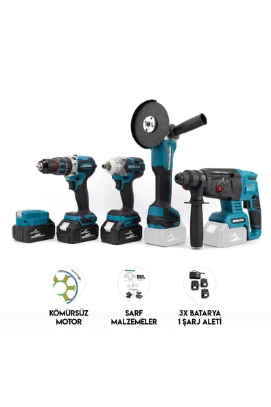 CHELİKBEİ Beşli Set Mk350 (POWER BANK LED 13MM Ç.MANDREN S.SIKMA Ş.SPRAL Ş.HİLTİ)
