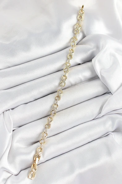 Xuping Pirinç Sonsuzluk Model Gold Renk Kadın Bileklik - Resim 2