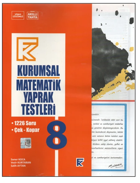 KURMAY 8.SINIF KURUMSAL MATEMATİK YAPRAK TEST ürün görseli