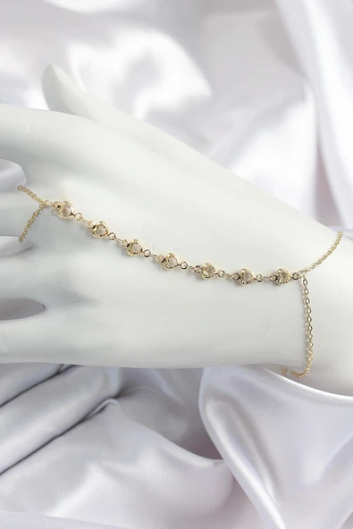 Pirinç Kalpli Zirkon Taşlı Y Model Gold Renk Kadın Şahmeran