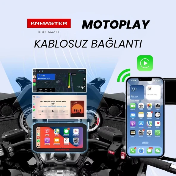 KNMASTER MOTOPLAY 2000 – 6.25” 2K Çift Kameralı CarPlay & Android Auto Destekli Multimedya Ekranı - 6