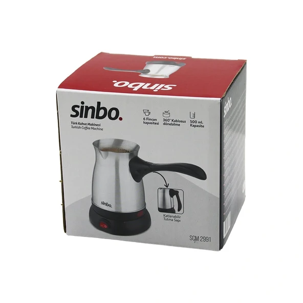 ÇELİK ELEKTRİKLİ CEZVE TÜRK KAHVE MAKİNESİ - 6FİNCAN=500ML 360 DERECE KABLOSUZ KULLANIM KATLANIR KULP 600W SCM-2991 (5047)