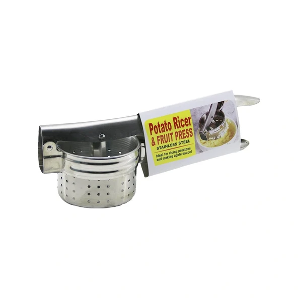 STAINLESS STEEL MANUEL KOLLU - ÇELİK METAL PATATES EZİCİ - MEYVE SIKICI PRES (5047)