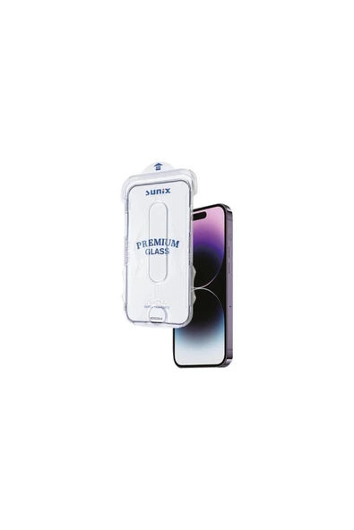SUNİX Iphone 16 Pro Ile Uyumlu Kolay Uygulama Aparatlı Ekran Koruyucu Cam