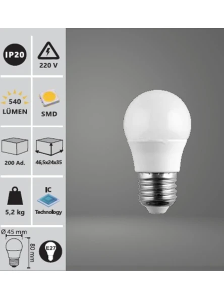 6W Top LED Ampul 6500K E27 BEYAZ IŞIK NOAS LED AMPUL - 3