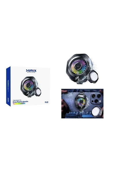 SUNİX FN-50 RGB Işıklı Manyetik Telefon Soğutucu - 7 Kanatlı Sessiz Hidrolik Fan ile Süper Soğutma