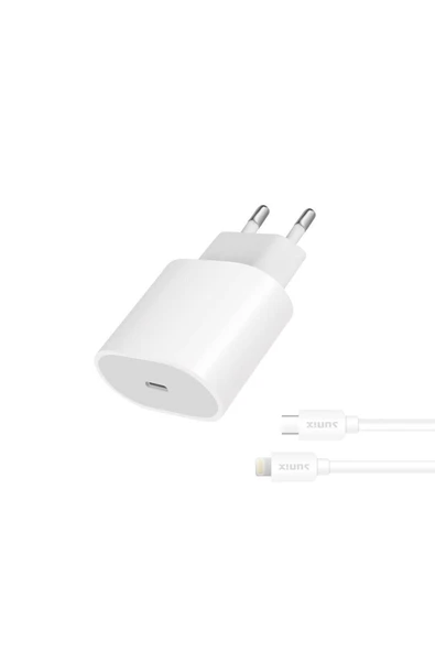 SUNİX Pd 20w Usb-c Girişli Type-c / Lightning Hızlı Şarj Aleti Seti Beyaz S-26 ürün görseli 1