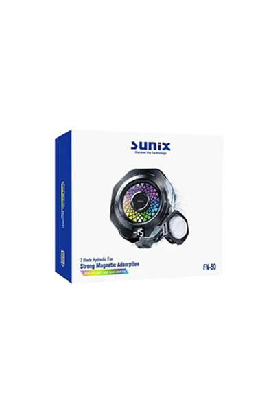 SUNİX FN-50 RGB Işıklı Manyetik Telefon Soğutucu - 7 Kanatlı Sessiz Hidrolik Fan ile Süper Soğutma - 4