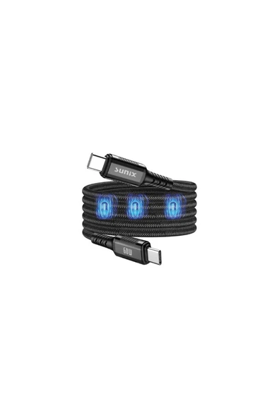 SUNİX 60W Mıknatıslı Usb-C Data ve Şarj Kablosu IP-25 ürün görseli 1