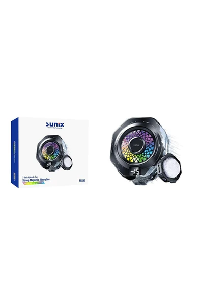SUNİX FN-50 RGB Işıklı Manyetik Telefon Soğutucu - 7 Kanatlı Sessiz Hidrolik Fan ile Süper Soğutma - 2