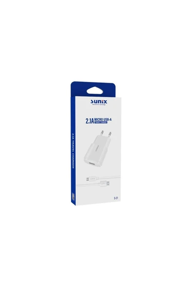SUNİX 2.1a Usb-a Girişli Micro Şarj Aleti Seti Beyaz S-21 - Resim 2
