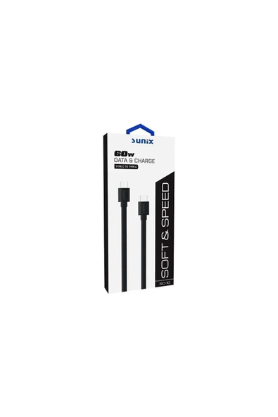 SUNİX 60w Soft Kablo Usb-c Şarj Ve Data Kablosu Siyah Sc-10 - 2