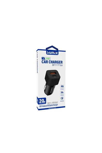 SUNİX Pd 20w Hızlı Şarj Araç Şarj Başlık S-322 Siyah - 2