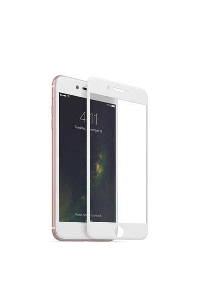 SUNİX Iphone 7 Ile Uyumlu 6d Temperli Ekran Koruyucu Cam Beyaz 2 Adet
