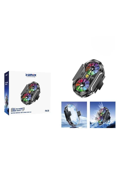 SUNİX FN-20 Çift Fanlı RGB Telefon Soğutucu - Yüksek Performans, Sessiz Çalışma - 3