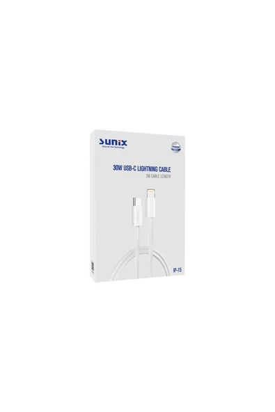 SUNİX 30w Usb-c Lightning Örgülü Hızlı Şarj Ve Data Kablosu 2 Metre Ip-15 - Resim 3