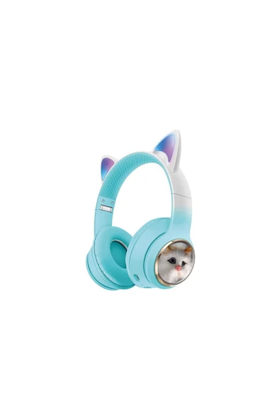 SUNİX Wireless 5.3 Stereo Kedili Kulak Üstü Bluetooth Kulaklık Yeşil Blt-45 ürün görseli 1