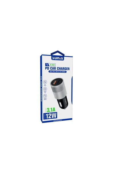 SUNİX 15w 3.1a Pd Hızlı Şarj Metal Araç Şarj Cihazı Başlık S-332 - 2