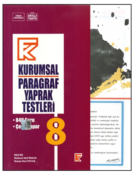 KURMAY 8 SINIF KURUMSAL PARAGRAF YAPRAK TEST ürün görseli