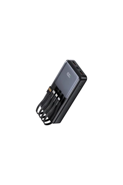 SUNİX 20000 Mah Dijital Göstergeli Dahili Çoklu Kablolu Taşınabilir Powerbank Siyah Pb-50 - 2
