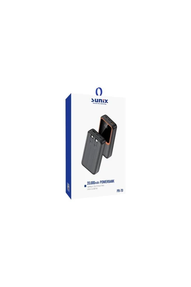 SUNİX 20000 Mah Lightning Type-c Çıkışlı Dijital Göstergeli Powerbank Siyah Pb-70 - Resim 2