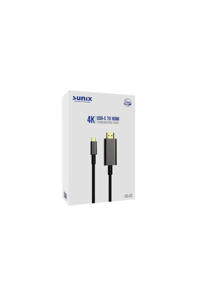 SUNİX 4k Usb-c Hdmı 185 Cm Görüntü Aktarım Kablosu Hd-03 - 3