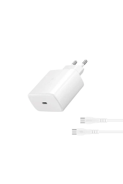 SUNİX 45w Usb-c Süper Hızlı Şarj Aleti Seti Type-c Beyaz S-50 ürün görseli 1