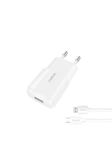 SUNİX 2.1a Usb-a Girişli Type-c Şarj Aleti Seti Beyaz S-21 ürün görseli 1